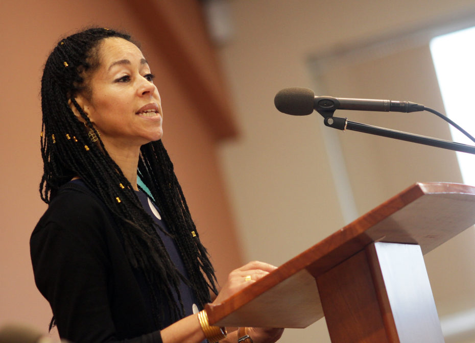 woman giving a presentation